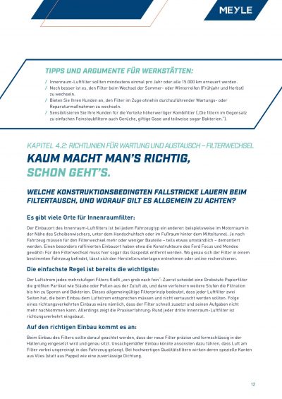 Whitepaper von MEYLE über Innenraum-Luftfilter mit Content von Technik-Texter Stefan Jonies.