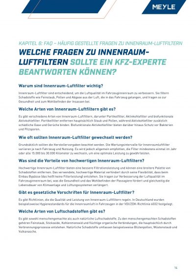 FAQs in Whitepaper zu Luftfiltern von MEYLE.